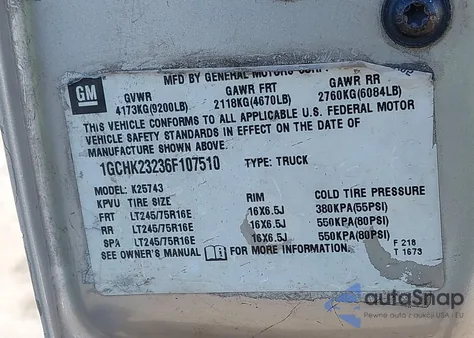 2006 Chevrolet Silverado 2500Hd Lt2 z USA, uszkodzony, nr VIN 1GCHK23236F107510